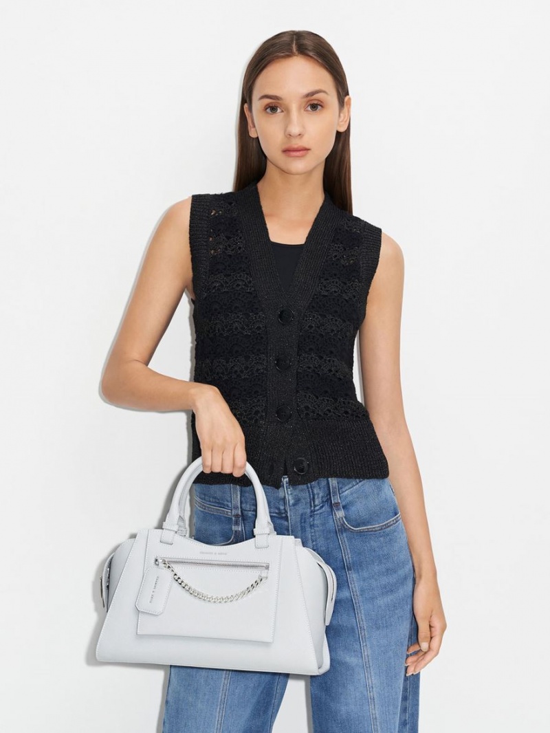 τσάντεσ tote Charles And Keith Avis Trapeze ανοιχτο γκρι | 51264-DRTP