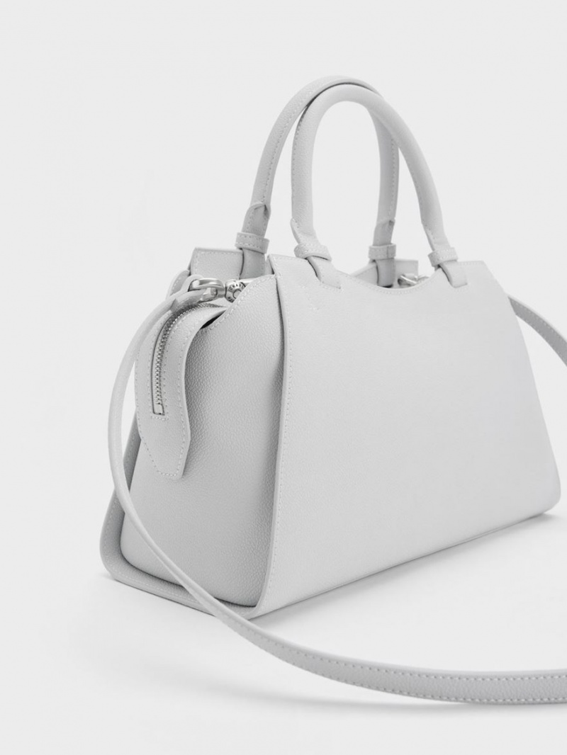 τσάντεσ tote Charles And Keith Avis Trapeze ανοιχτο γκρι | 51264-DRTP