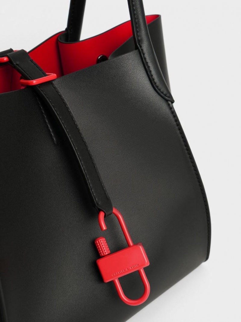 τσάντεσ tote Charles And Keith Balta Belted μαυρα | 04197-MLUH