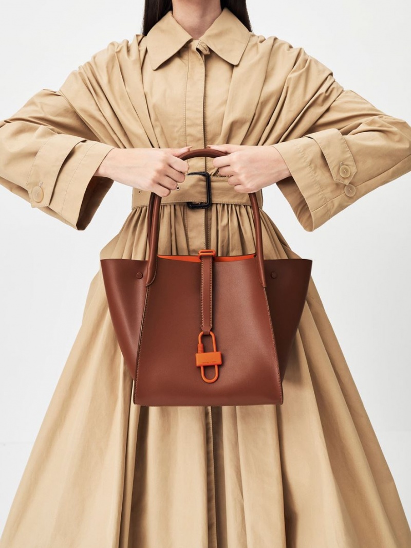 τσάντεσ tote Charles And Keith Balta Belted καφε | 34690-ZIET