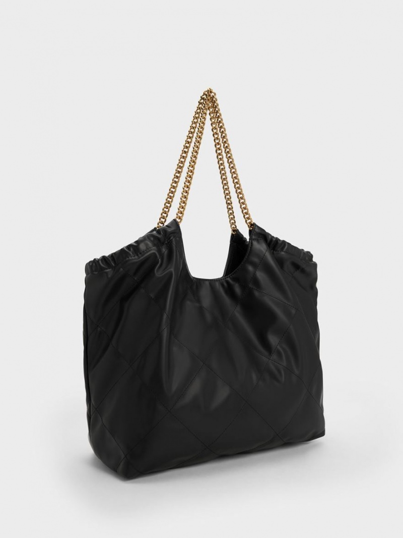 τσάντεσ tote Charles And Keith Braided Handle μαυρα | 01659-NKOS
