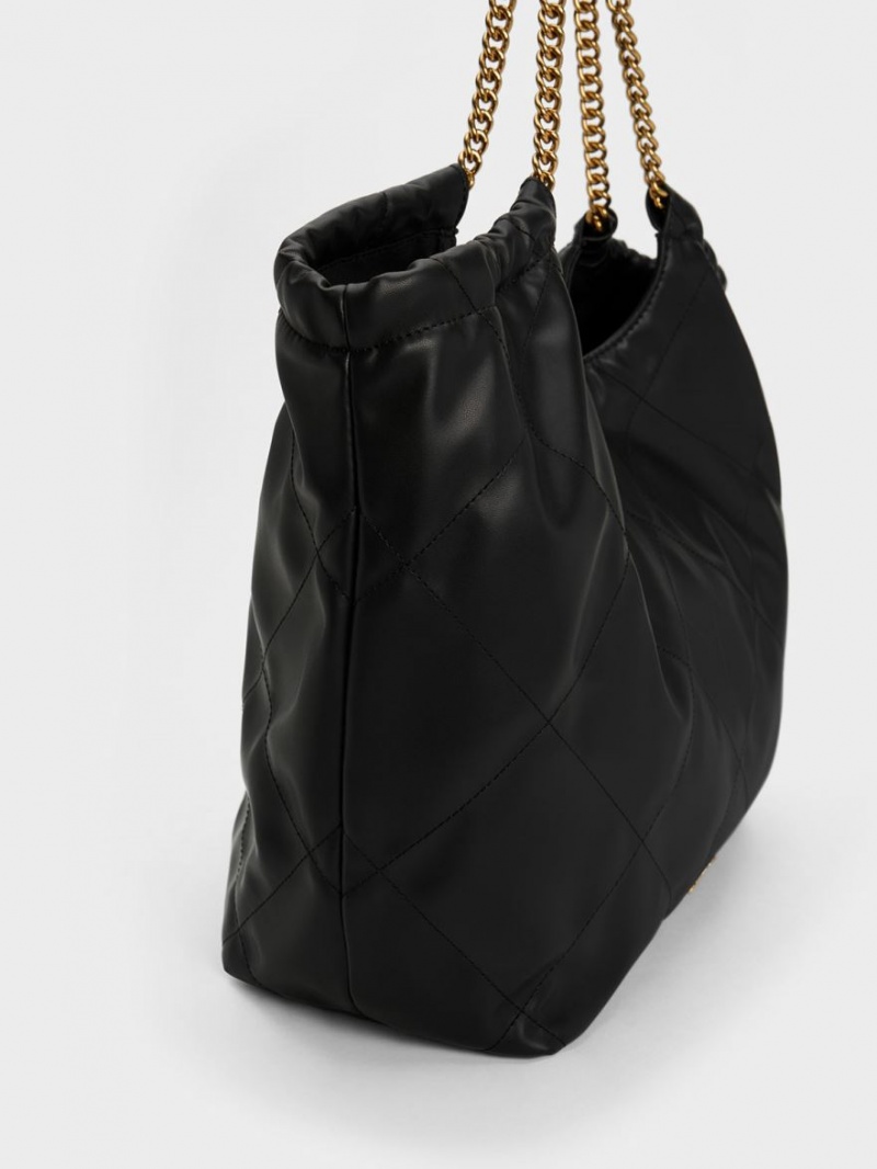 τσάντεσ tote Charles And Keith Braided Handle μαυρα | 01659-NKOS