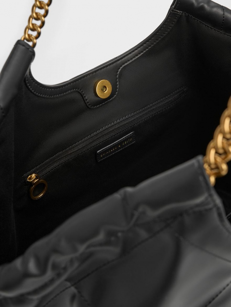 τσάντεσ tote Charles And Keith Braided Handle μαυρα | 01659-NKOS
