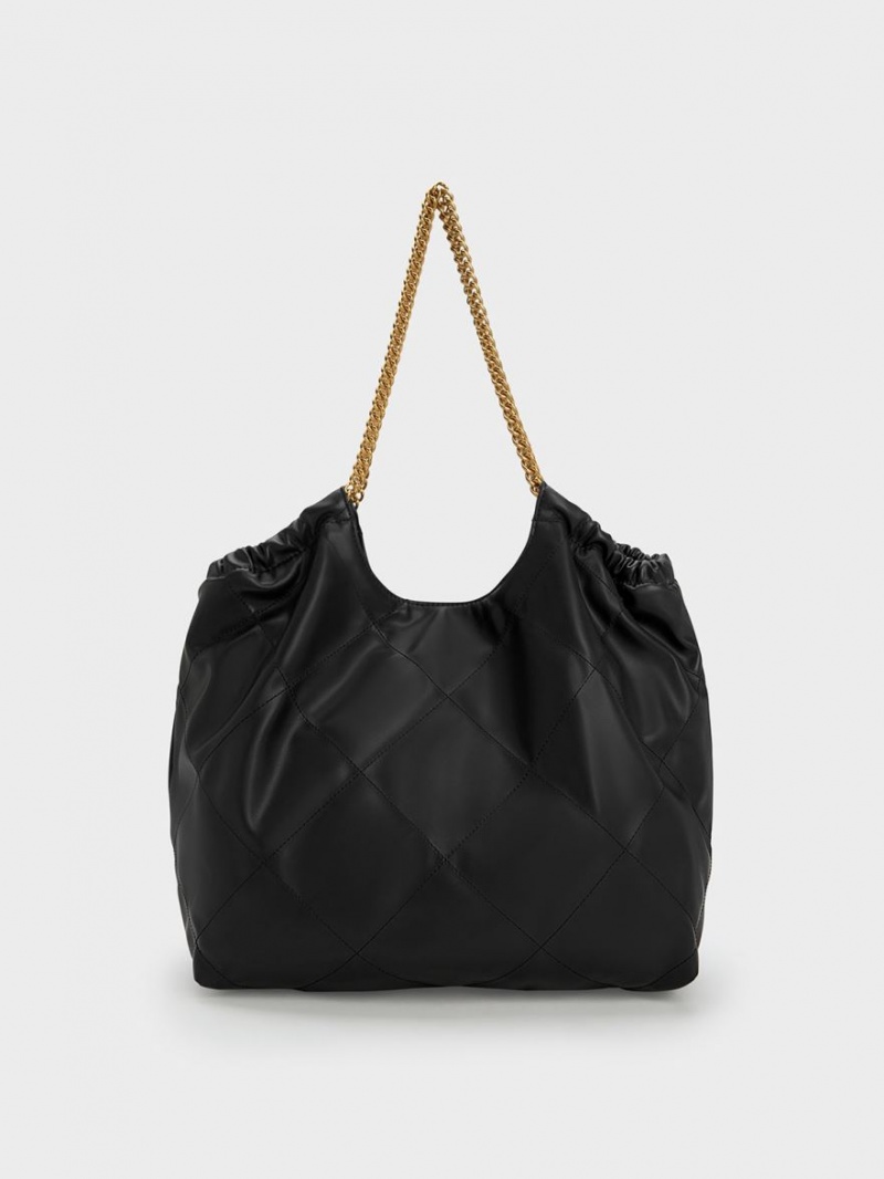 τσάντεσ tote Charles And Keith Braided Handle μαυρα | 01659-NKOS