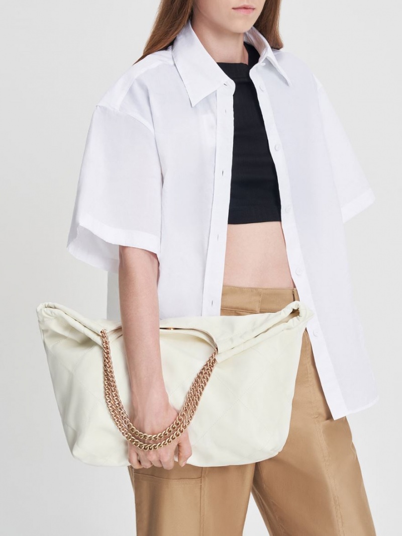 τσάντεσ tote Charles And Keith Braided Handle ασπρα | 87132-BTFE