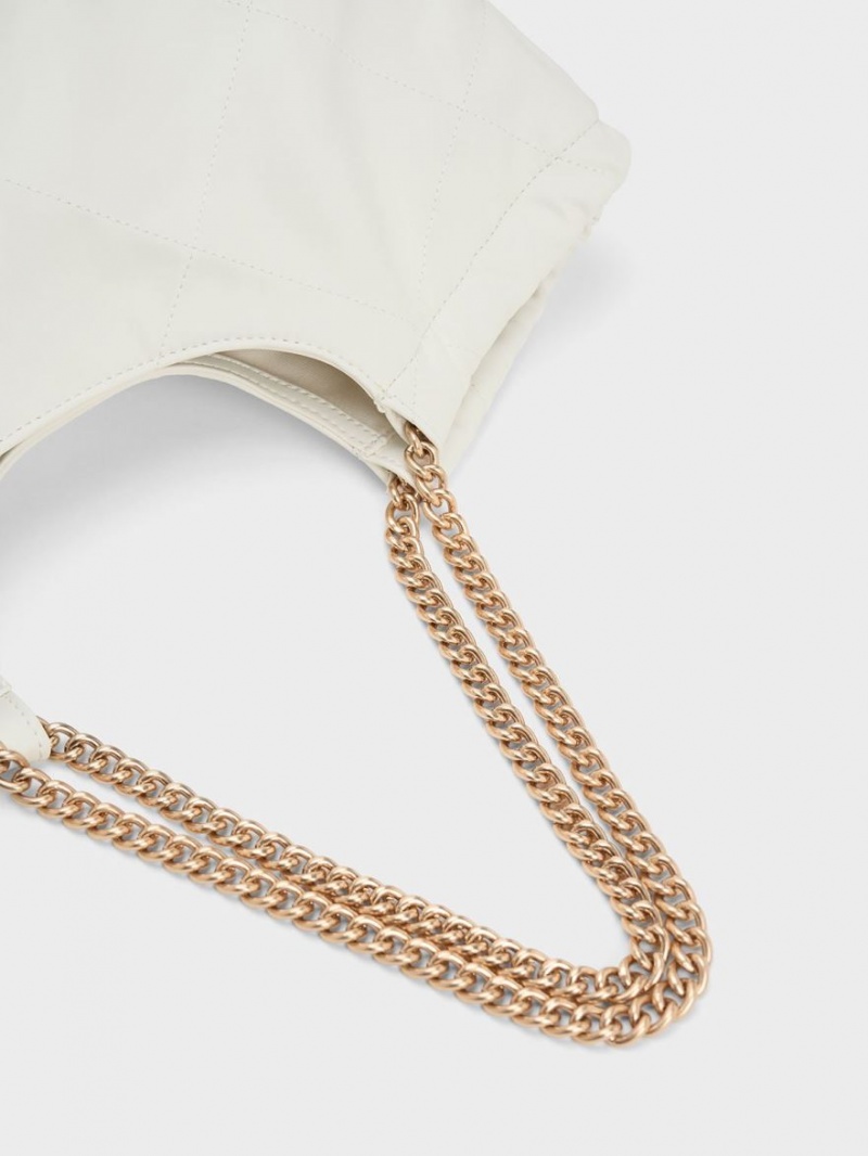 τσάντεσ tote Charles And Keith Braided Handle ασπρα | 87132-BTFE