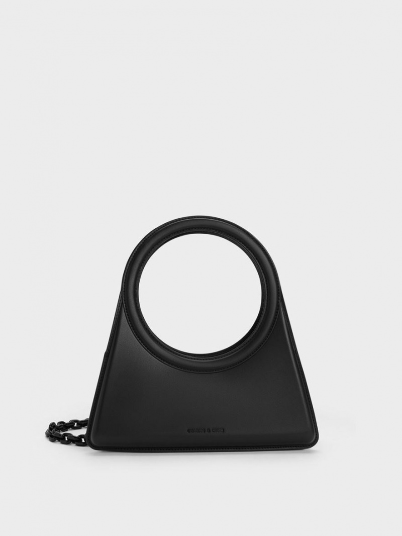 τσάντεσ tote Charles And Keith Camelia Circle Handle Geometric μαυρα | 81964-PGER