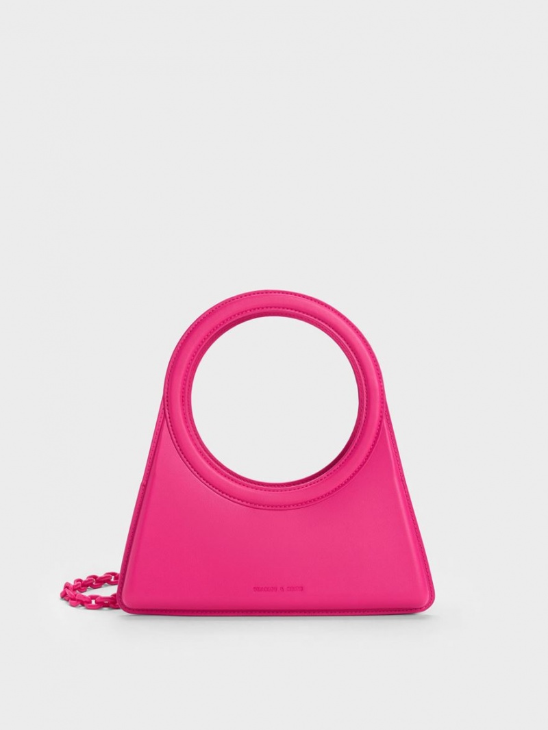 τσάντεσ tote Charles And Keith Camelia Circle Handle Geometric φουξια | 78149-PTLR