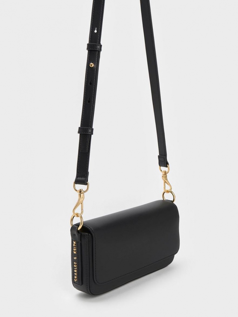 τσάντεσ tote Charles And Keith Catena Front Flap μαυρα | 34796-GODB