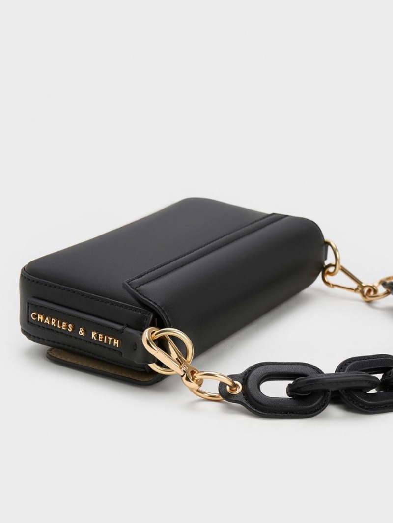 τσάντεσ tote Charles And Keith Catena Front Flap μαυρα | 34796-GODB