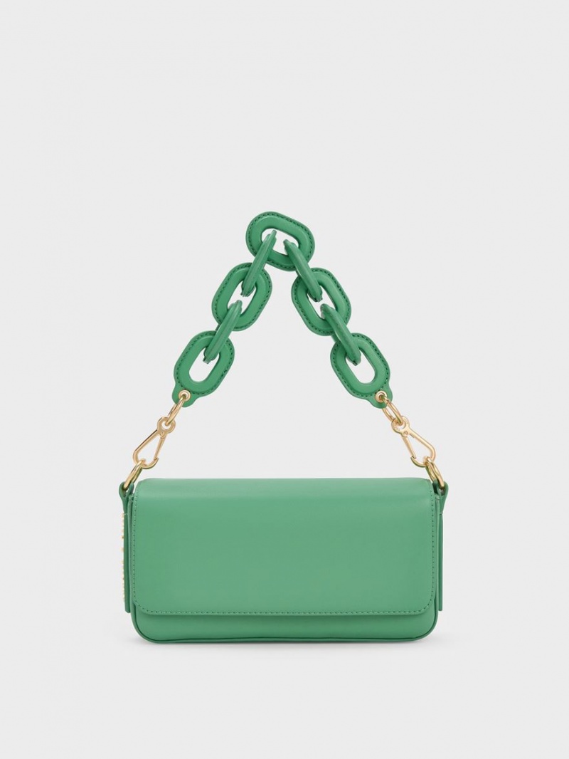 τσάντεσ tote Charles And Keith Catena Front Flap πρασινο | 52814-SLEQ