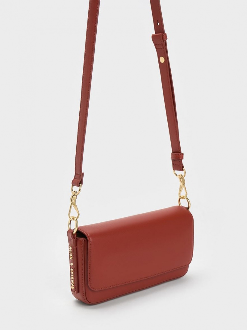 τσάντεσ tote Charles And Keith Catena Front Flap σκούρο κοκκινα | 83504-KPBZ