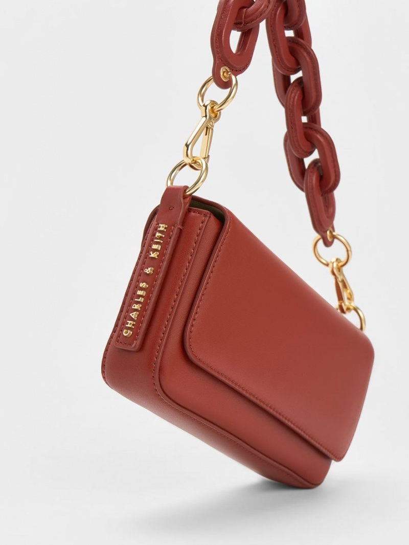 τσάντεσ tote Charles And Keith Catena Front Flap σκούρο κοκκινα | 83504-KPBZ
