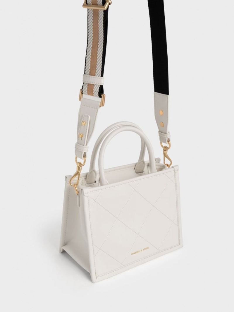 τσάντεσ tote Charles And Keith Celia Καπιτονέ Double Handle ασπρα | 86047-EXIB