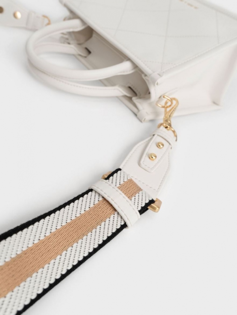 τσάντεσ tote Charles And Keith Celia Καπιτονέ Double Handle ασπρα | 86047-EXIB
