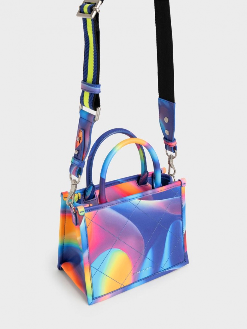 τσάντεσ tote Charles And Keith Celia Καπιτονέ Double Handle Πολύχρωμο | 54193-KBRY