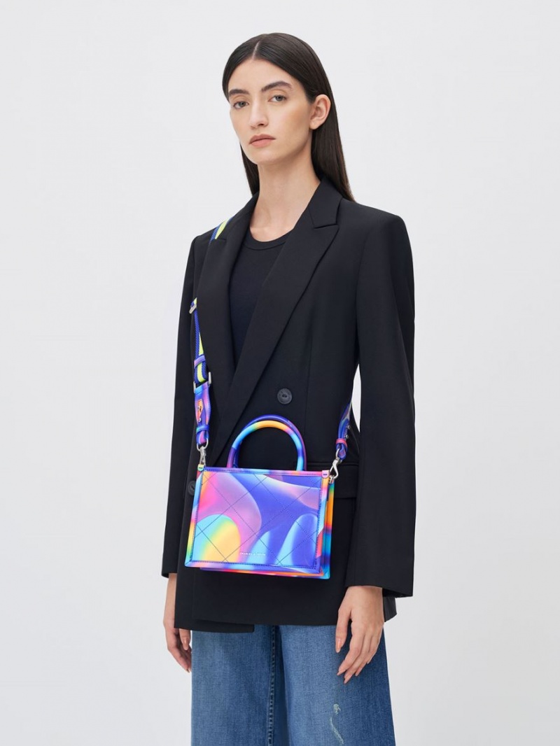 τσάντεσ tote Charles And Keith Celia Καπιτονέ Double Handle Πολύχρωμο | 54193-KBRY
