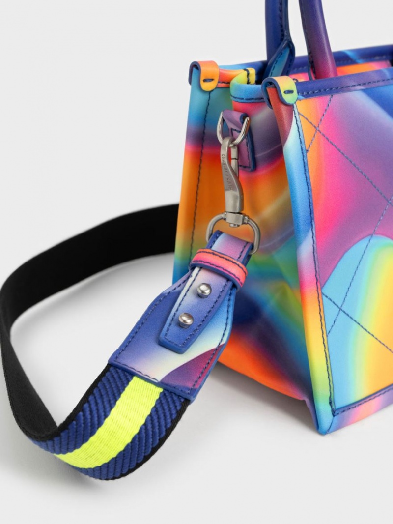 τσάντεσ tote Charles And Keith Celia Καπιτονέ Double Handle Πολύχρωμο | 54193-KBRY
