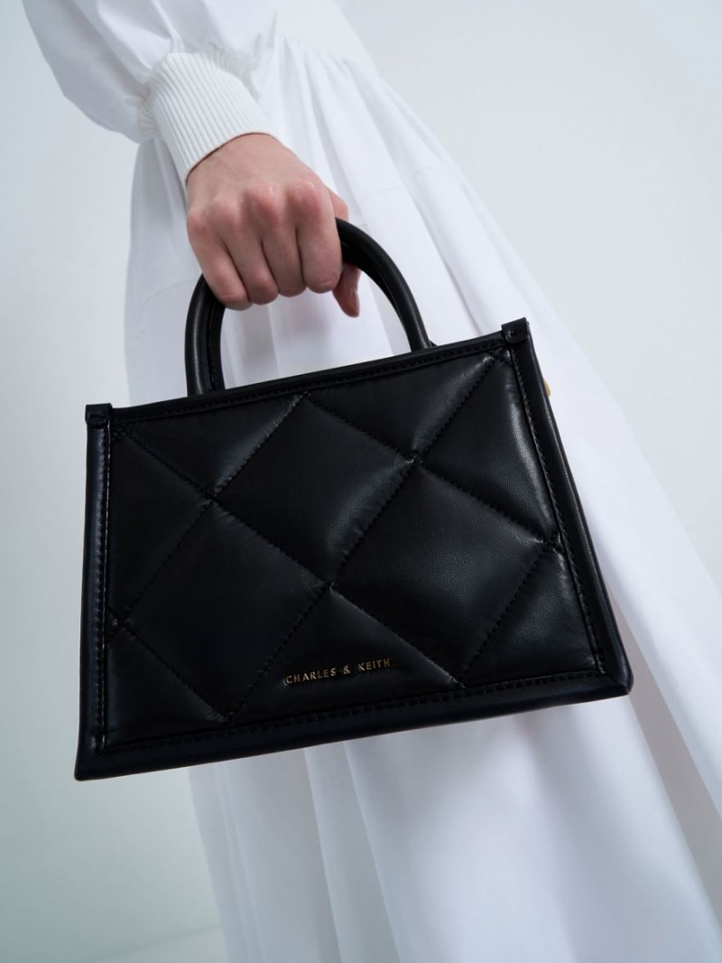 τσάντεσ tote Charles And Keith Celia Καπιτονέ μαυρα | 14358-ROKI
