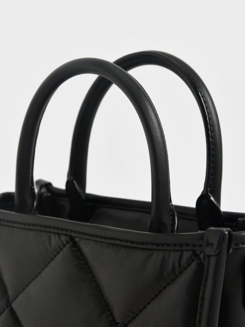 τσάντεσ tote Charles And Keith Celia Καπιτονέ μαυρα | 14358-ROKI