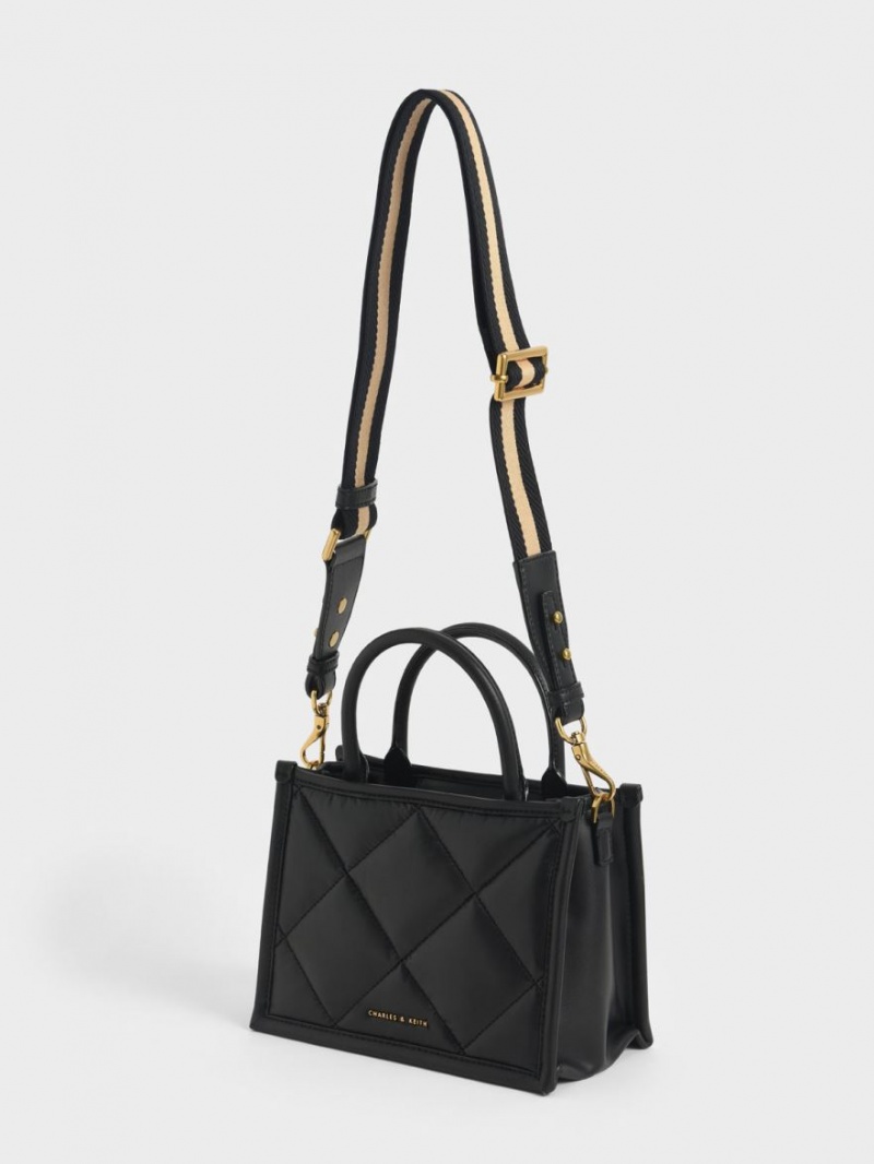τσάντεσ tote Charles And Keith Celia Καπιτονέ μαυρα | 14358-ROKI