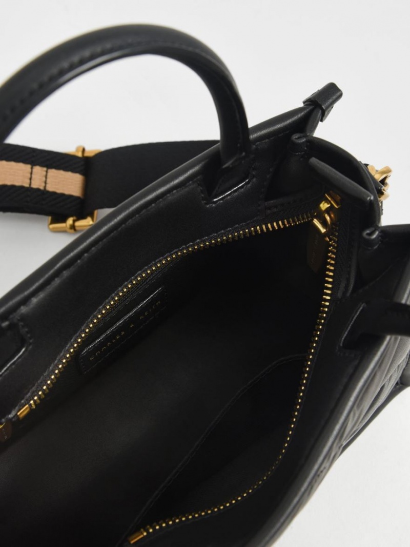 τσάντεσ tote Charles And Keith Celia Καπιτονέ μαυρα | 14358-ROKI