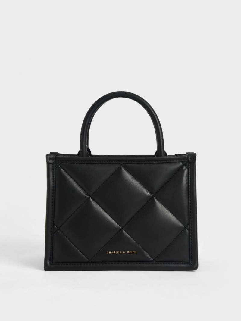 τσάντεσ tote Charles And Keith Celia Καπιτονέ μαυρα | 14358-ROKI