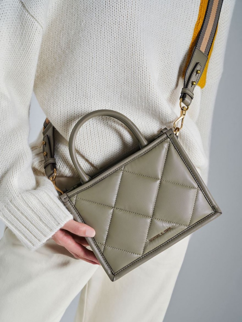 τσάντεσ tote Charles And Keith Celia Καπιτονέ Ελιά | 41905-NIHK