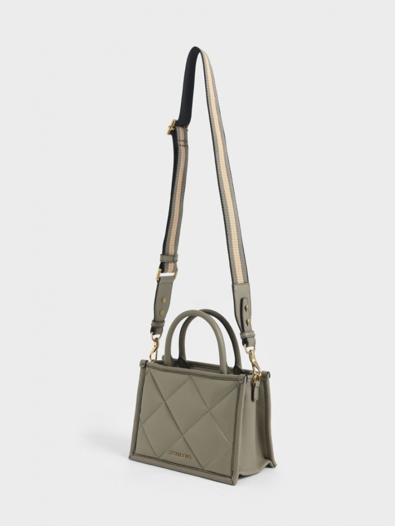 τσάντεσ tote Charles And Keith Celia Καπιτονέ Ελιά | 41905-NIHK