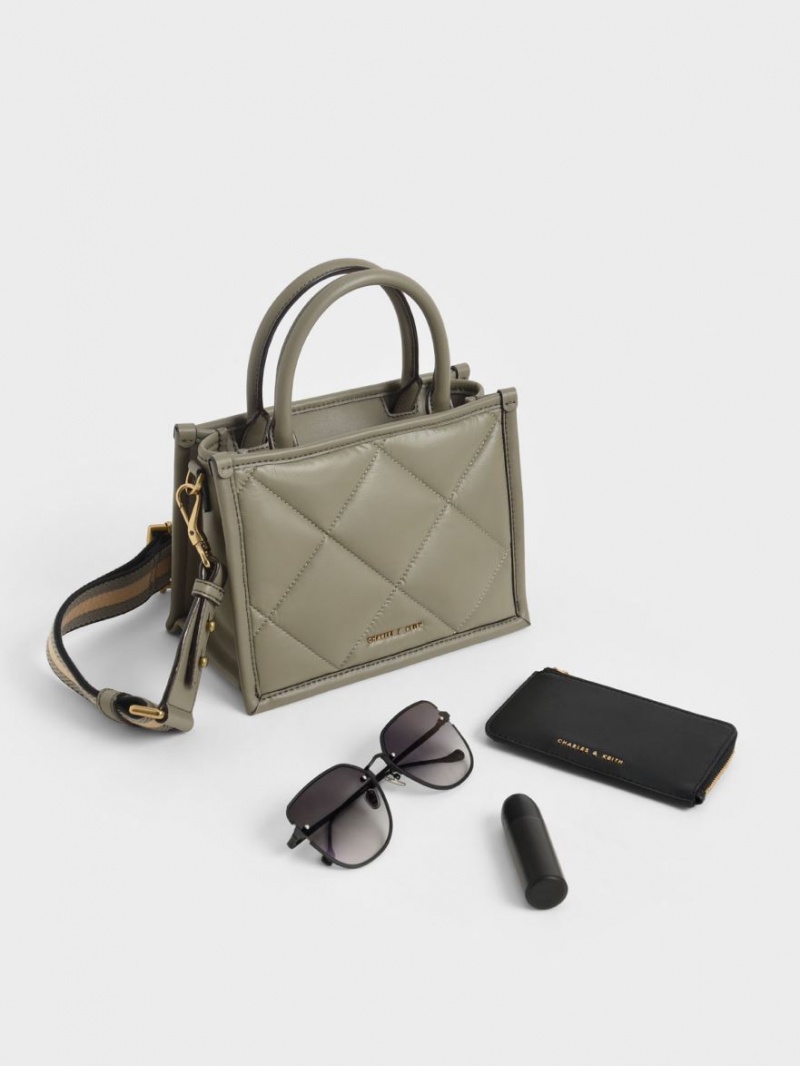 τσάντεσ tote Charles And Keith Celia Καπιτονέ Ελιά | 41905-NIHK
