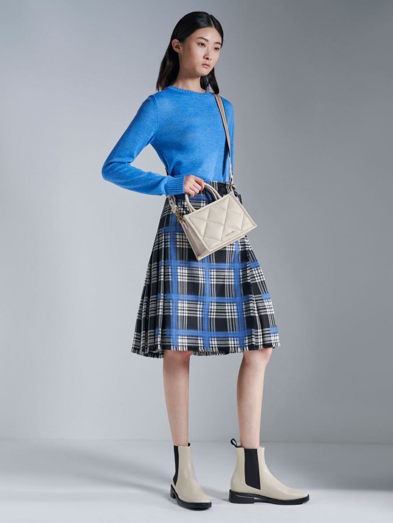 τσάντεσ tote Charles And Keith Celia Καπιτονέ ασπρα | 67021-WTZY