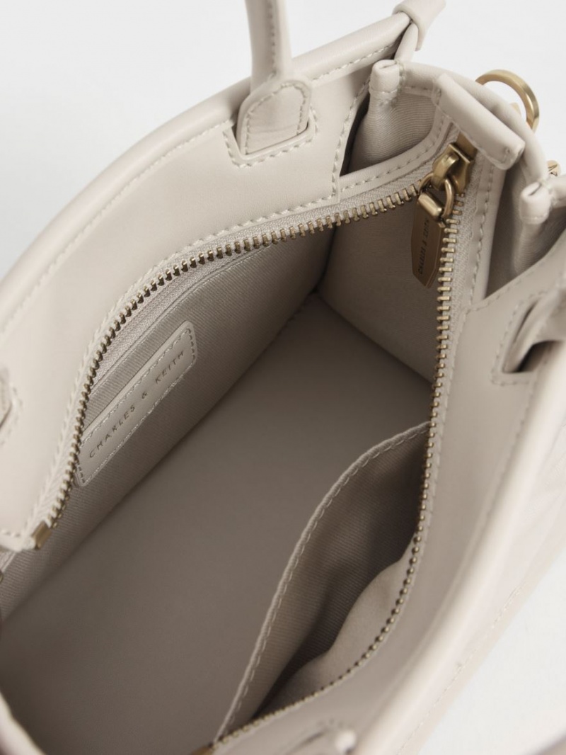 τσάντεσ tote Charles And Keith Celia Καπιτονέ ασπρα | 67021-WTZY