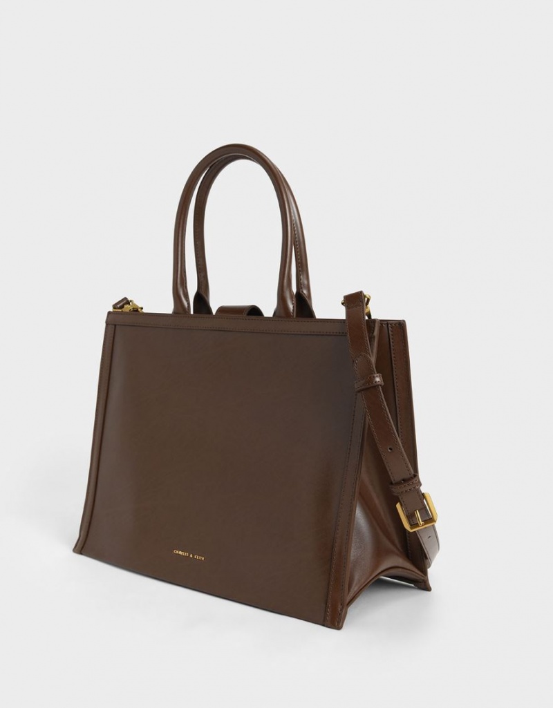 τσάντεσ tote Charles And Keith Charlot σκούρο καφε | 76829-JHPR