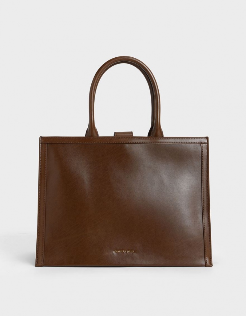 τσάντεσ tote Charles And Keith Charlot σκούρο καφε | 76829-JHPR