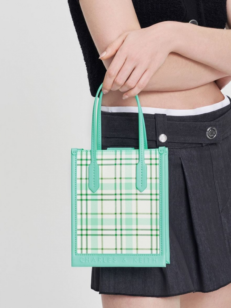 τσάντεσ tote Charles And Keith Checkered Geometric Πολύχρωμο | 19604-SODQ