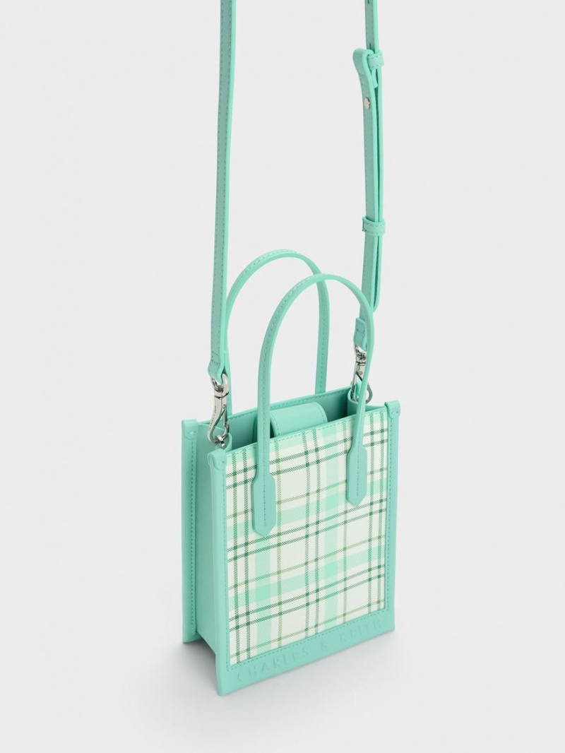 τσάντεσ tote Charles And Keith Checkered Geometric Πολύχρωμο | 19604-SODQ