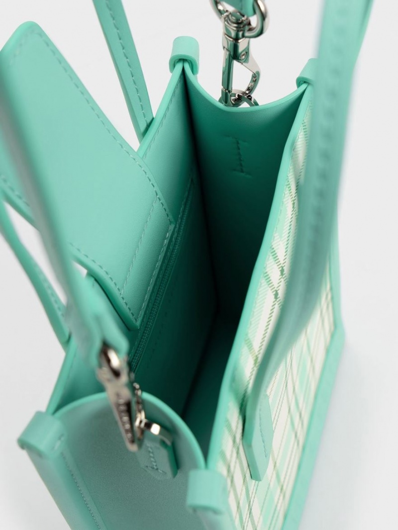 τσάντεσ tote Charles And Keith Checkered Geometric Πολύχρωμο | 19604-SODQ