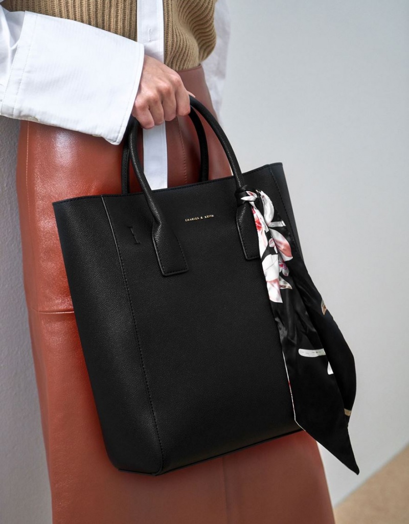τσάντεσ tote Charles And Keith Chiffon Scarf μαυρα | 87345-EUYB