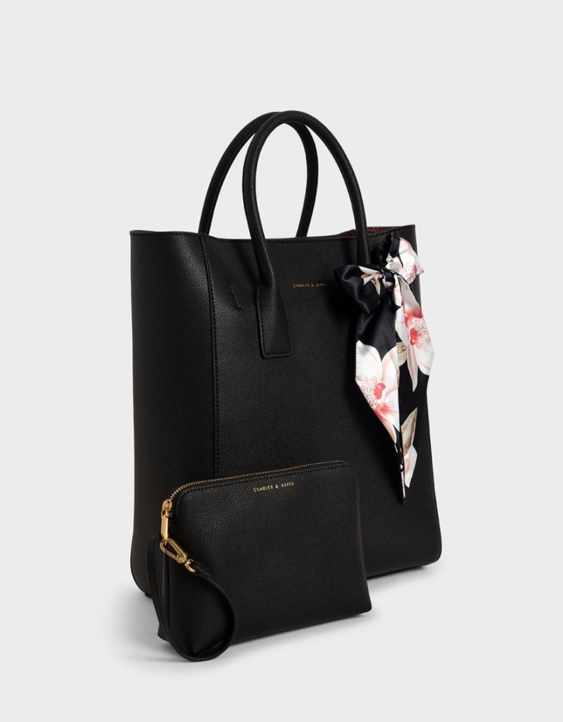 τσάντεσ tote Charles And Keith Chiffon Scarf μαυρα | 87345-EUYB