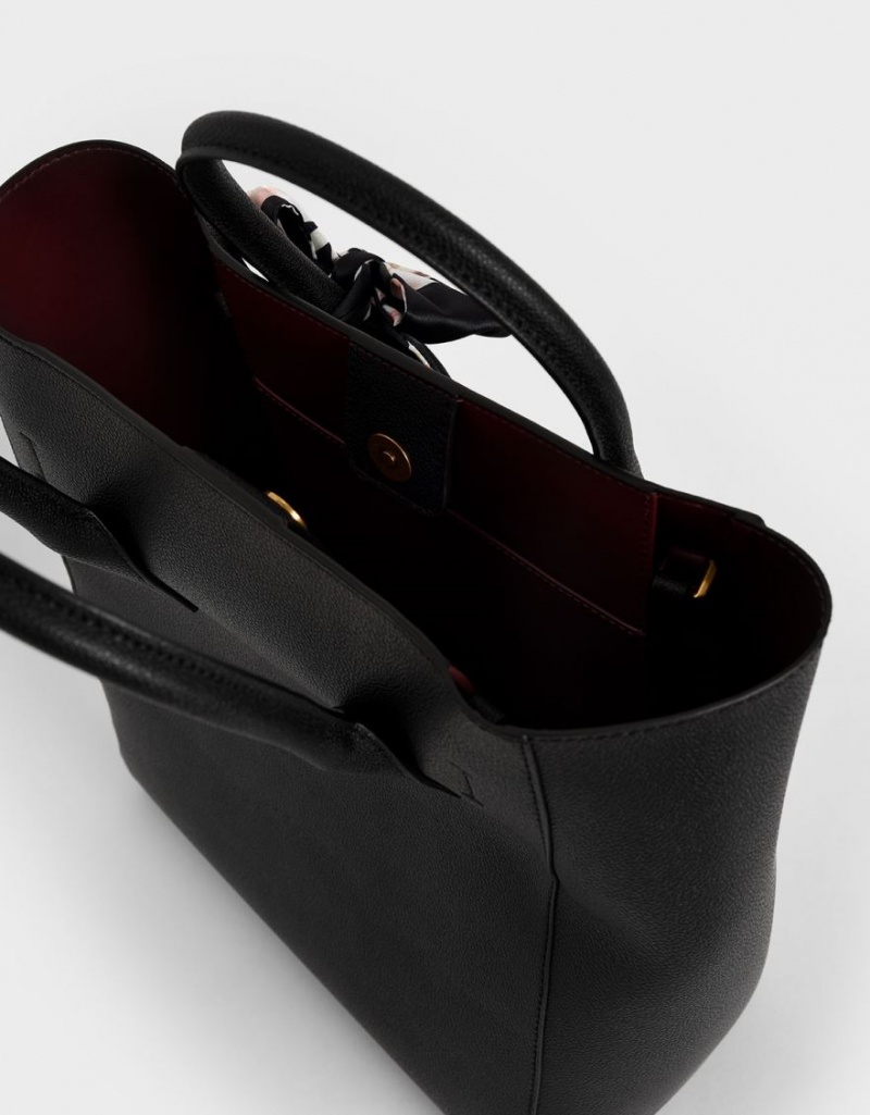 τσάντεσ tote Charles And Keith Chiffon Scarf μαυρα | 87345-EUYB