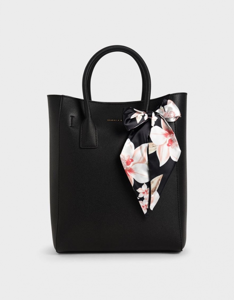 τσάντεσ tote Charles And Keith Chiffon Scarf μαυρα | 87345-EUYB