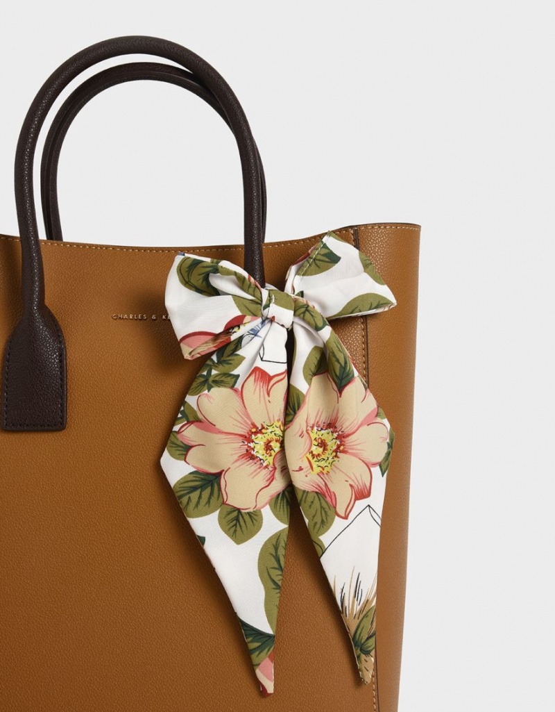 τσάντεσ tote Charles And Keith Chiffon Scarf καφε | 06372-NPTF