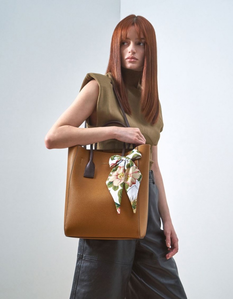 τσάντεσ tote Charles And Keith Chiffon Scarf καφε | 06372-NPTF