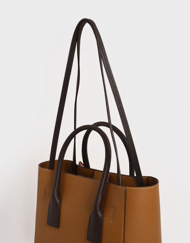 τσάντεσ tote Charles And Keith Chiffon Scarf καφε | 06372-NPTF