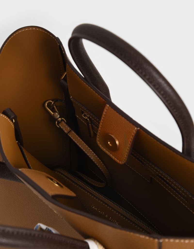 τσάντεσ tote Charles And Keith Chiffon Scarf καφε | 06372-NPTF