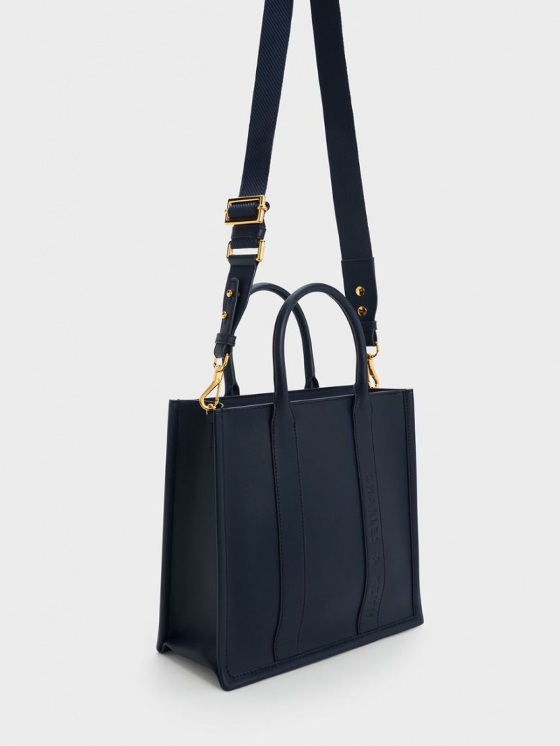 τσάντεσ tote Charles And Keith Clover Trapeze σκουρο μπλε | 50641-HASM
