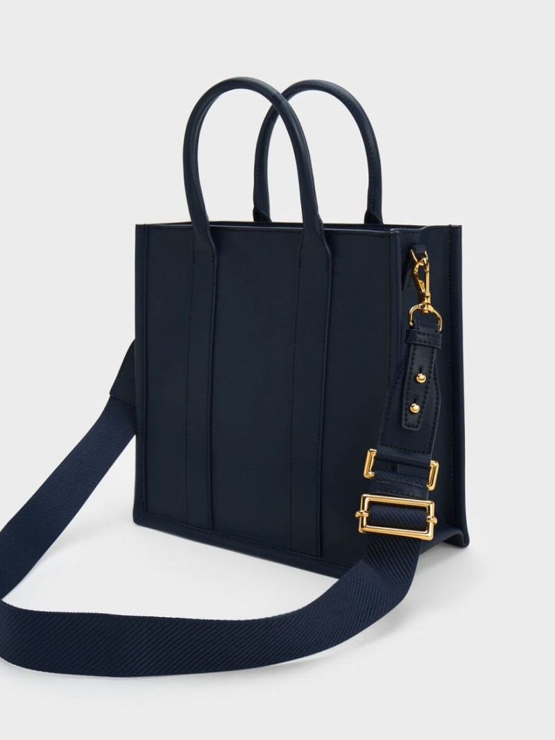 τσάντεσ tote Charles And Keith Clover Trapeze σκουρο μπλε | 50641-HASM
