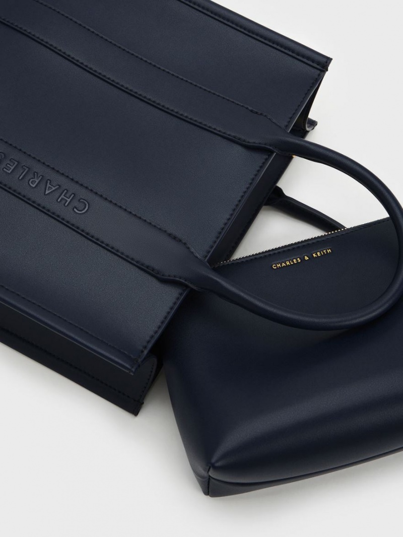 τσάντεσ tote Charles And Keith Clover Trapeze σκουρο μπλε | 50641-HASM