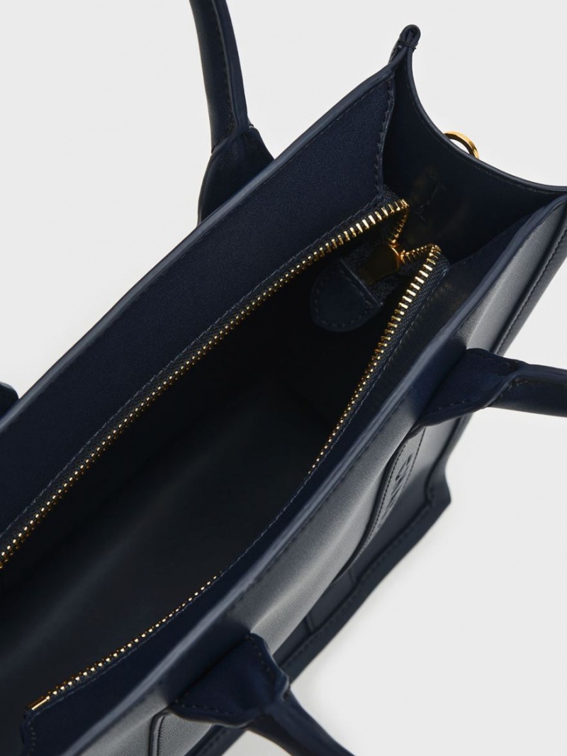 τσάντεσ tote Charles And Keith Clover Trapeze σκουρο μπλε | 50641-HASM