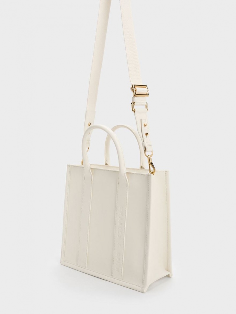 τσάντεσ tote Charles And Keith Clover Trapeze κρέμα | 89213-BMUF